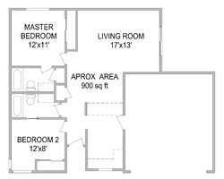 2 bedroom with attached garage floor plan