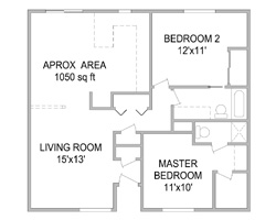 2 bedroom with detached garage floor plan